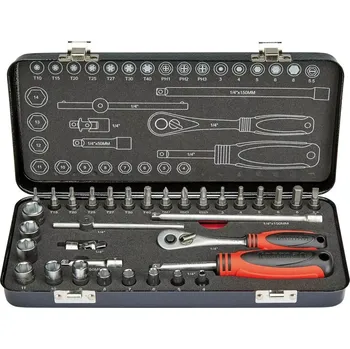 Gola sada Sada nástrčné klíče 1/4" a také adaptér-bity T 33 ks. FORMAT (EDE60030030)