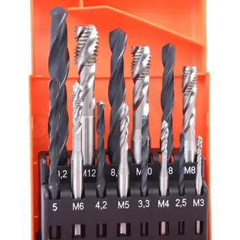 Závitořezný nástroj Souprava strojních závitníků a vrtáků (ČSN 22 1121) Bučovice Tools M3-M12, HSS, šroubová drážka (BU104 002)