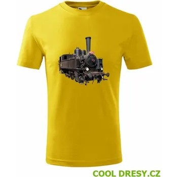 Dětské tričko s parní mašinkou 422 - Barva: žlutá, Velikost 8let