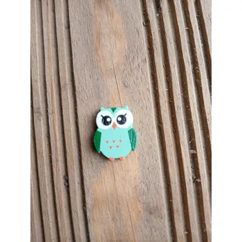 Materiál na výrobu šperku dřevěný korálek sova - zelená