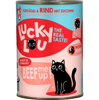 Krmivo pro kočku 6x400g Lucky Lou Adult - drůbeží a hovězí