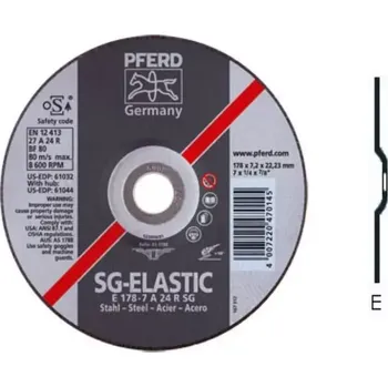 Příslušenství k brusce Hrubovací kotouč E 178-4,1 A 24 R SG PIPE/22,23. PFERD - SG-ELASTIC (PF4007220640746)