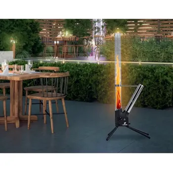 Sporák na tuhá paliva LANDMANN Terasový ohřívač, zářič skleněný na pelety 2819079000 Černá