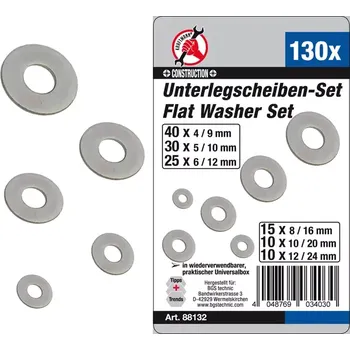 Šroub Podložky Kraftmann pr. 4,0 ÷ 12,0 mm BGS1088132 (Sada 130 dílů) (BGS1088132)