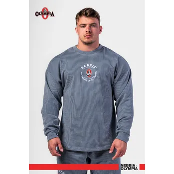 Pánská mikina NEBBIA Oversized mikina bez kapuce SIGNATURE modrá L