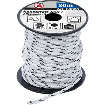 Upínací popruh Univerzální plastové lano Kraftmann 3 mm x 20 m BGS1080808 černobílé (BGS1080808)