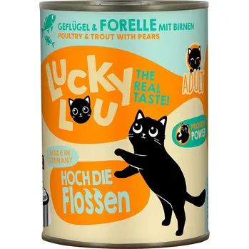 Krmivo pro kočku 6x400g Lucky Lou Adult - drůbeží a pstruh