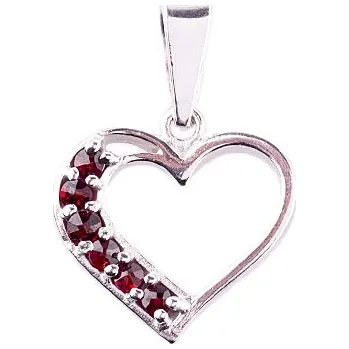 Přívěsek stříbrný přívěsek s českým granátem - srdce (6471087) povrchová úprava: zlacené