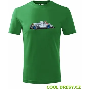 Dětské tričko medvídek v autě - Barva: střední zelená, Velikost 8let