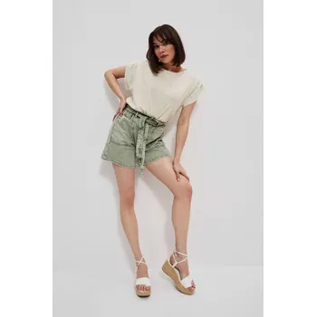 Dámské kraťasy Marisse Paperbag Denim Shorts L-Sh-3713 Cold Brown Marisse bílá | hnědá | krémová | světle zelená | vícebarevná 3385609