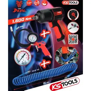 Sada The Devil KS Tools 515.2115OP rázový utahovák, pneuhustič, hadice (KSTOOLS5152115OP)