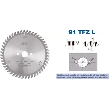 Pilový kotouč Pilový kotouč s SK pr. 160 x 2,8/1,8 x 20 - 48 TFZ L, typ 22 5391 (PI22539116048TFZL)
