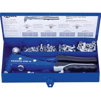 Nýtovací pistole Box na slepé nýtovací mat ice s přístrojem na matic e slepých nýtů GBM 10 M4- M6 195 ks GESIPA
