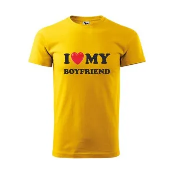 Pánské tričko Tričko s potiskem I love my boyfriend: žluté 2XL