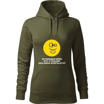 Pánská mikina Školní mikina, Optimismus může být výrazem... Olivová zeleň XL Dámské