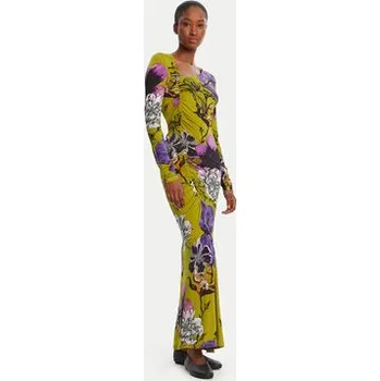 Dámské šaty Desigual Každodenní šaty Neckline Lacroix 25WWVK37 Zelená Slim Fit L