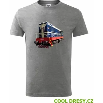 Dětské tričko s motorovou mašinkou T458 - Barva: tmavě šedý melír, Velikost 6let