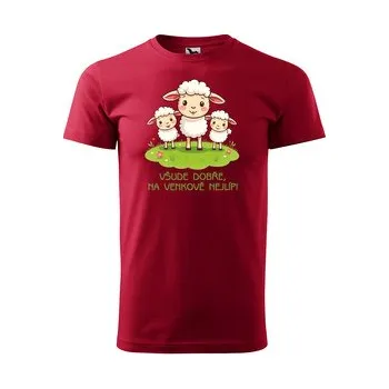 Pánská móda Tričko s potiskem Všude dobře, na venkově nejlíp: červené 3XL