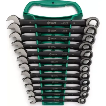 Ruční nářadí Očkoploché ráčnové klíče 8 ÷ 19 mm Černé SATA ST08032 (Sada 12 dílů) (SATAST08032)