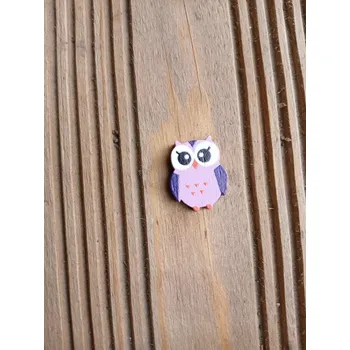 Materiál na výrobu šperku dřevěný korálek sova - fialová