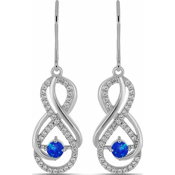 Náušnice Náušnice stříbrné s modrými etiopskými opály a zirkony Ag 925 025433 BETOP 1,5 cm, 3,2 g