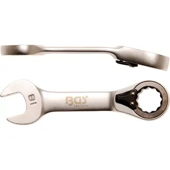 Klíč Očkoplochý klíč 18 mm s ráčnou BGS1030718, extra krátký (BGS1030718)
