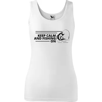 Dámské tílko s potiskem Keep calm fishing Velikost: L, Barva: Bílá