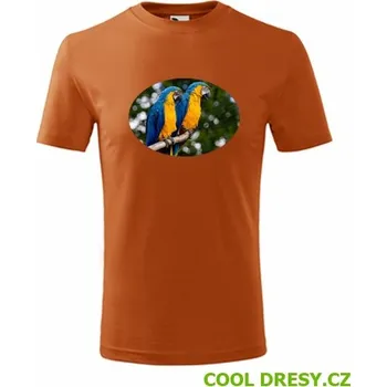 Dětské tričko s papouškem 5 - Barva: oranžová, Velikost 8let