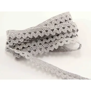 Bavlněná paličkovaná krajka - s obloučky - světle šedá - šířka 1 cm