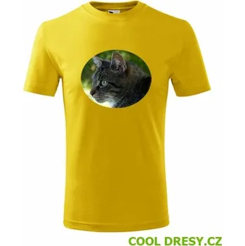 Dětské tričko s kočkou 2 - Barva: žlutá, Velikost 6let