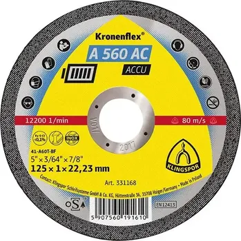 Řezný kotouč Dělicí kotouč A 560 AC 125x1mm KLINGSPOR (EDE88000125)
