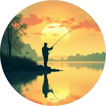 Jedlá dekorace na dort Obrázek Jedlý papír na dort Rybář a západ slunce