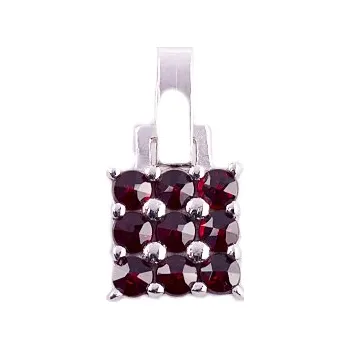 Přívěsek stříbrný přívěsek s českým granátem - čtverec (6470975) povrchová úprava: rhodiované