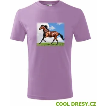 Tričko s koněm dětské - Barva: fialová, Velikost 4roky