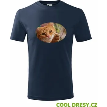 Dětské tričko s kočkou 1 - Barva: námořní modrá, Velikost 8let