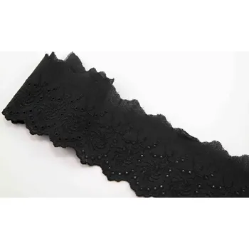 Bavlněná Madeira - s větrníčky - černá - šířka 6 cm