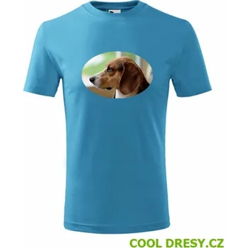 Chlapecké tričko Dětské tričko s bíglem - Barva: tyrkysová, Velikost 8let