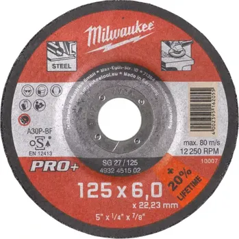 Řezný kotouč Brusné kotouče Milwaukee na kov PRO+ SG 27 (125 x 6,0) (MI4932451502)