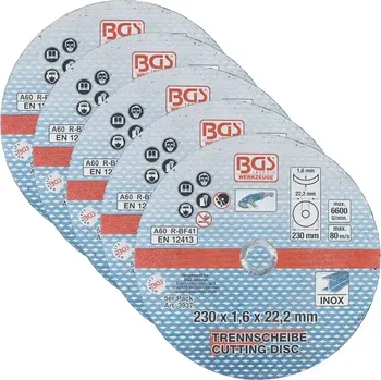 Řezný kotouč Rozbrušovací kotouč na nerezovou ocel 230 x 1,6 x 22,2 mm BGS103937. Sada 5 dílů (BGS103937)