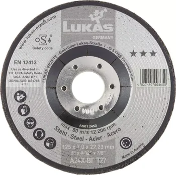 Příslušenství k brusce Brusný kotouč Lukas PROGRESS T27 125x7,0 A24X-BF STEEL (LUAS012453)