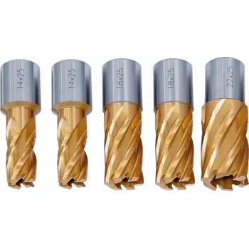 Vrták Jádrové vrtáky Bernardo HSS pr. 14 ÷ 22 mm, hloubka vrt.25 mm. Standard CDS povlakováno TiN. (Sada 5 dílů) (BER411105)