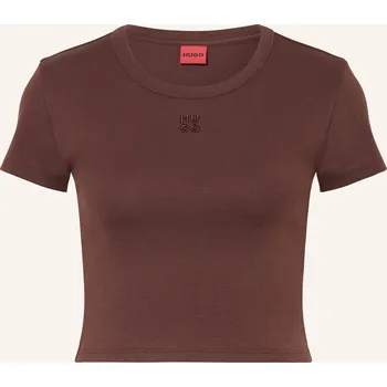 Dámské tričko Hugo Dámské Cropped Tričko Delanor, hnědá, 40