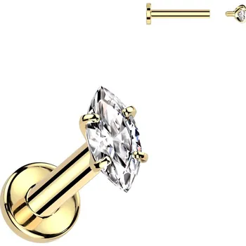 Piercing Atreya Titanová labreta s vnitřním závitem Jara Barva: Zlatá / Čirá, Velikost: 1,2 mm, Délka / Průměr: 8 mm
