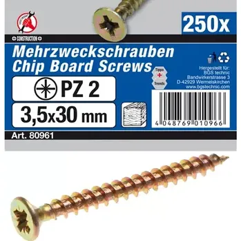Šroub Univerzální zápustné vruty PZ BGS 80961 3,5 x 30 mm 250 ks (BGS1080961)