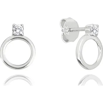 Náušnice Náušnice z bílého zlata kolečka s čirými zirkony NA1793F + dárek zdarma