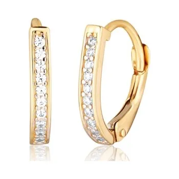 Náušnice Dámské náušnice ze žlutého zlata se zirkony NA1789F + DÁREK ZDARMA