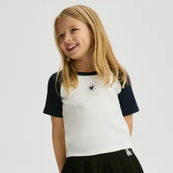 Dívčí tričko Reserved - Tričko s vyvýšeným potiskem - tmavomodrá - 452FT-59X - 452FT-59X-164