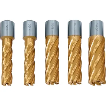 Vrták Jádrové vrtáky Bernardo HSS pr. 14 ÷ 22 mm, hloubka vrt.50 mm. Standard CDL povlakováno TiN. (Sada 5 dílů) (BER4111050)
