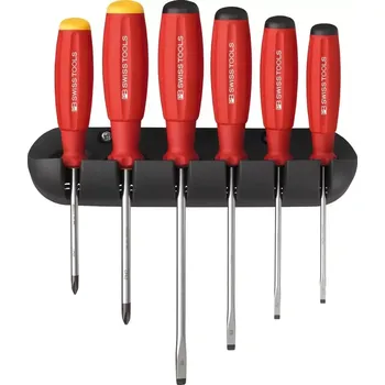 Šroubovák Šroubováky plochá drážka/PH SwissGrip PB Swiss Tools PB 8244 v nástěnném držáku (Sada 6 ks) (EDE65910095)