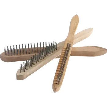 Drátěný kartáč Ruční drátěné kartáče Kraftmann BGS1085815, dřevěná rukojeť (2-, 3- a 4řadé) Sada 3 ks (BGS1085815)